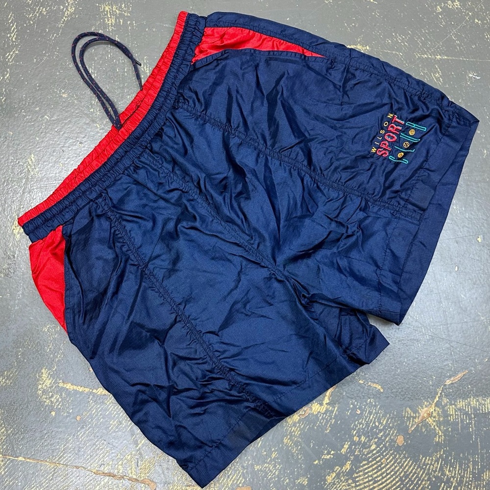Wilson Sport Club Vintage Swim Shorts Mens Navy Blue Medium Trunks